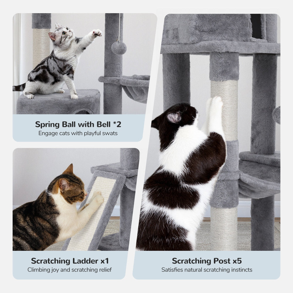 Gardol 114"H Cat Tree, Adjustable Height 85.6-114In Floor to Ceiling Cat Tower.