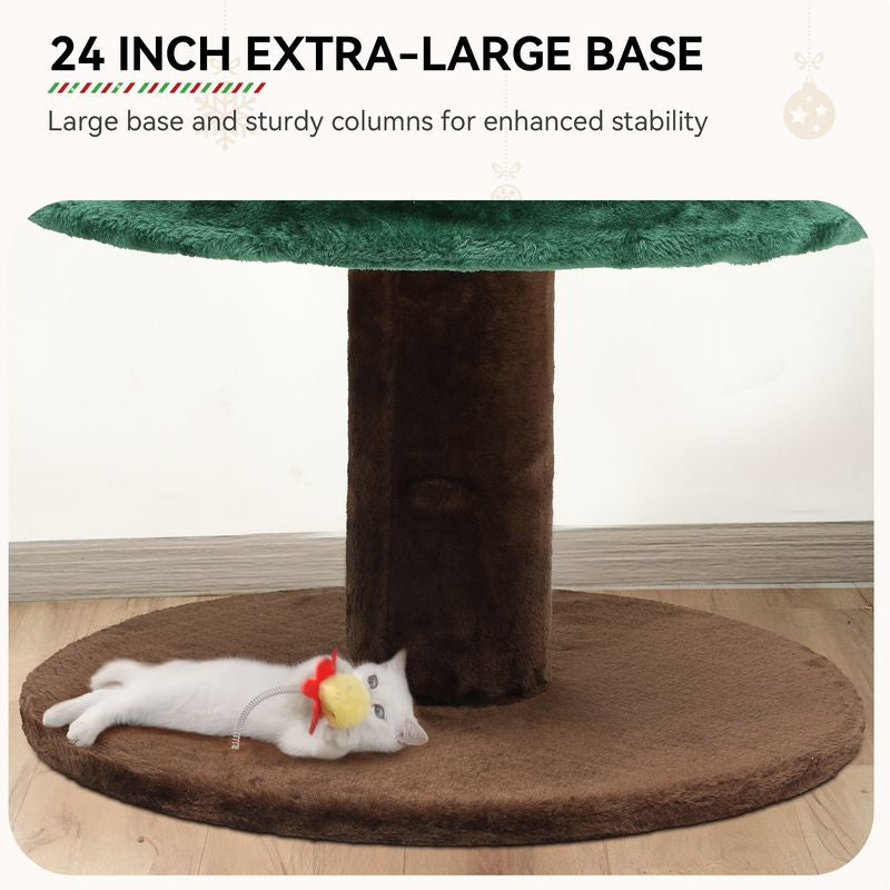Uforic 52" H Large Christmas Cat Tree,2 Cat House with Plush Ball, Green