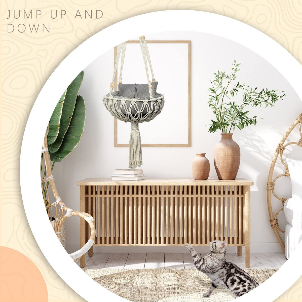 3 Pcs Macrame Cat Hammock Set for Small Cats and Dogs