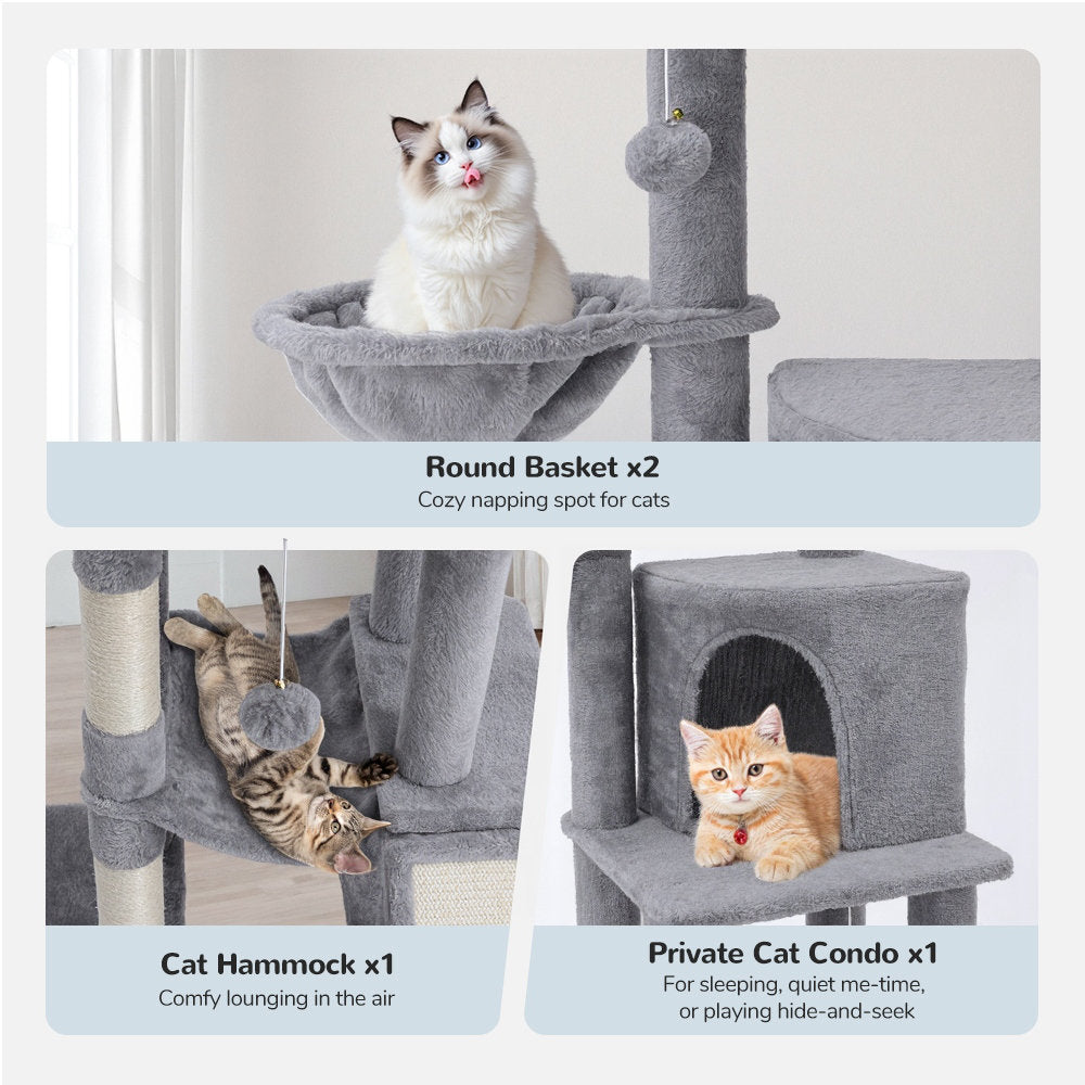 Gardol 114"H Cat Tree, Adjustable Height 85.6-114In Floor to Ceiling Cat Tower.